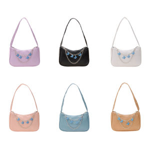 MOJOYCE Fashionable Womens Small Crossbody Bag with Butterfly Chain and Classic Pure Color Design