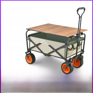 Portable Camping Picnic Foldable Hand-Pulled Cart with Extra Large Tabletop Storage Organizer Family Outdoor Utility Vehicle