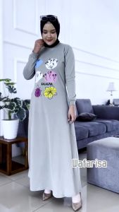 Gamis Wanita Jumbo Simple Dinda Dres Kaos Katun Combed 24s S M L XL XXL 3XL Dress Santai Sehari-hari