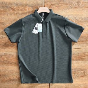 Advanced Texture Seamless Adhesive Summer Mens Solid Color Casual Quick Dry Short Sleeve Polo Shirt Trendy Standard Fit Youth Popular