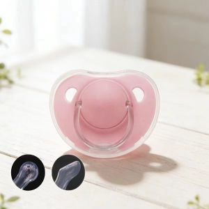 2pcs/pack Baby Pacifier Soother with Cover for Daily and Night Use Cherry Round Nipple for Daily UseThumb Nipple for Night Use