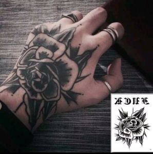Tattoo Temporary Tato Temporer Tahan Air Motif Bunga Mawar Hitam Topeng Merah Setan Harimau Bulan - Tato Custom - Tato Body Tubuh - Tato Tangan Keren