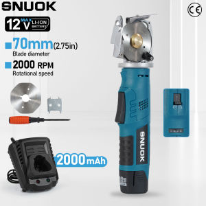 SNUOK 70/90mm Circular Cutter Industrial Electric Scissors 2000RPM Garment Fabric Paper Cut Tool For Bosch 12V Lithium Battery