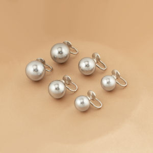 Bông Tai Ngọc Trai Màu Xám Tối Giản Đa Năng Phong Cách Lạnh Không Xuyên Kẹp Nữ Trang Sức Thời Trang Họa Tiết Hình Học Phong Cách Hàn Quốc