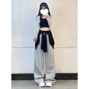 เสื้อยืดแขนยาวทรงหลวมสำหรับเต้นรำ Kpop สำหรับผู้หญิง ฤดูใบไม้ร่วง/ฤดูหนาว ลำลอง กระชับสัดส่วน กระโปรงสั้น ชุดเต้นรำ