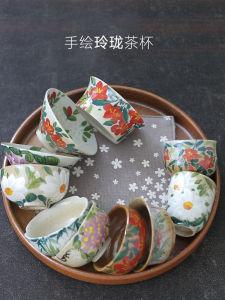 Hand-Painted Ceramic Tea Cup Jingdezhen Tangyuan Glazed under Five Colors Gongfu Tea Drinking Cup Guest Cup Host Cup