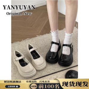 Womens Thick Heel Mary Janes 2024 New Spring Summer Retro Versatile Heightening Japanese Style JK Skirt College Mini Leather Shoes