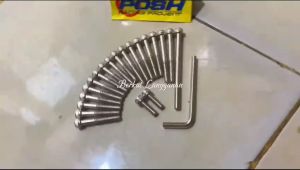 Baut Blok Mesin CVT Vario Beat Scoopy Mio Nmax Jupiter Z Posh Chrome Stainless