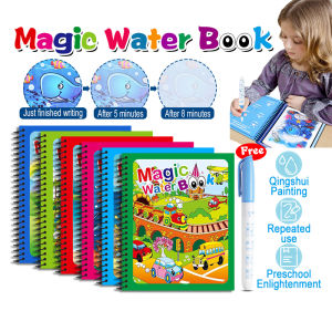 【Free Magic Pen】Kids Magic Water Book Reusable Coloring Colouring Book Drawing Book Magic Book  Doodle Book Buku Mewarna Air Kanak-kanak