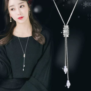 Women Pendant Necklaces Hollow Leaves Flower Crystal Sweater Chain Crystal Long Tassel Necklace Accessories