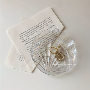 Instagram Style Shell Jewelry Plate Storage Tray Glass Laser Glass Manicure Video Photo Props Dresser Ornaments