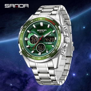 SANDA Đồng hồ thể thao cho nam giới thanh thiếu niên sinh viên sáng đồng hồ bấm giờ 50m tròn chống nước quay số với dây thép Quà tặng Trung tính cặp đôi thiết lập kinh doanh thường ngày đồng hồ thời trang