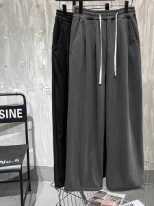 plus Size 2-300 Pounds American Style High Waist Casual Sports Pants Men Women Autumn Winter Fleece Lined Thick Wide Leg Pants