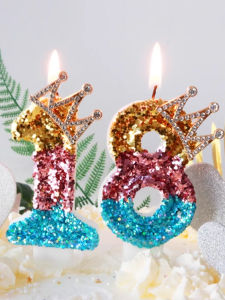 Rainbow Crown Gradient Color Birthday Candles Romantic Creative Digital Scene Decoration Baby Childrens Cake Decorations