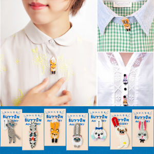 Daily Order Cat Bunny Fox Dog Animal Embroider Button DIY Wallet Cap Shirt Sleeve Cuff Decoration Matching