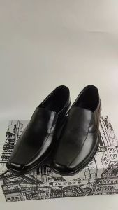 WIBI Size 39-43 Sepatu Pantofel Formal Pria Slop Kulit 100% Untuk Kerja Guru Kantor Wibi SP31 - Hitam