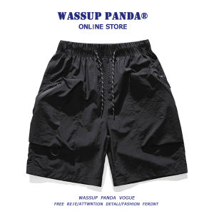 Wassup Panda Mens Ice Silk Quick Dry Thin Short Pants Casual Loose Fit Summer Sport Five-Quarter Length Straight Leg Shorts