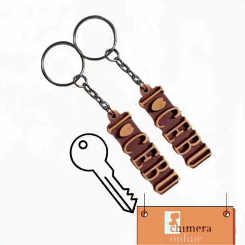 10pcs I Love Cebu Keychain – 3D Engraved Souvenir Keyring with