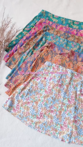 DNEMNLPH Cooper Premium Floral Skirt Side Zipper | Korean BKK Floral Garter Mid Length Vintage Highwaist Loose Summer Beach Trend Skater