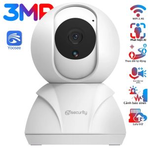 Camera IP Wifi 3MP 1080P Tự Động Theo Dõi Lưu Trữ Đám Mây Không Dây An Ninh Gia Đình Hỗ Trợ Thẻ Nhớ SD Giám Sát Âm Thanh Video Yoosee Màu Trắng