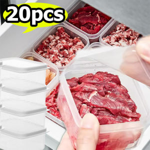 20pcs Frozen Meat Compartment Storage Box / Vegetable Fruit Distribute Container / Refrigerator Freezer Food Preparation Organizer / Refrigerator Drain Fresh-keeping Box