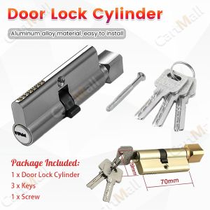 Anti Theft Door Lock Cylinder Aluminum Alloy Single Open Lock Cylinder Bedroom Door Lock Cylinder with 3 Keys and Screw