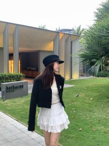 White Lace Trim Bouffant Skirt Short High Waist A-Line Cake Skirt Spring Summer New Style SieYiu Commuter Korean Style Half Body Skirts