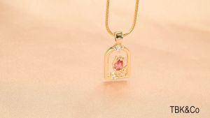 TBK Tulip Necklace 18K Gold Cubic Zirconia Accessories for Women Hypoallergenic 152N
