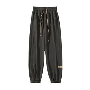 Mens Casual Fleece Lined Thickened Autumn Winter Straight Leg Nine Points Cuffed Sweatpants Breathable Polyester Spandex Pants