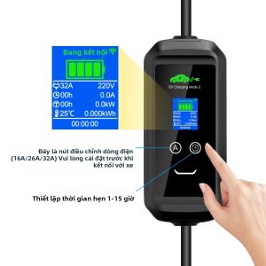 Sạc Xe Điện KOLANKY GB/T 32A 7.2KW Dành Cho Xe Trung Quốc Di Động 5m IP66 Có Điều Khiển Dòng Điện Hẹn Giờ Hỗ Trợ Wifi Tuya.