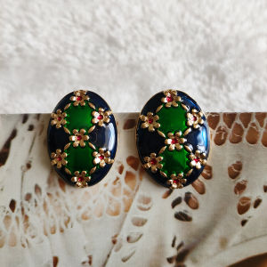 Retro Contrast Color Design Sense Early Spring New Earrings Silver Needle