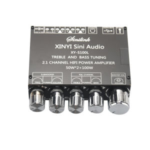 S100L HIFIDIY Bluetooth 5.0 2.1 Channel Power Audio Stereo Subwoofer Amplifier Board 50WX2+100W TREBLE Bass note tuning AMP