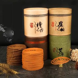 48Pcs/box 4Hours Incense Coil Burner Holder Sandalwood Agarwood Wormwood Incense Joss Sticks