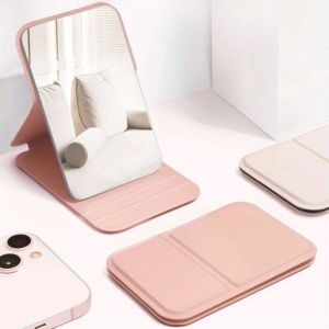 1ชิ้นลายทะเลแบบพกพากระจกแต่งหน้าพับได้พื้นผิวกระจกกันแตกพื้นผิวขัดเงาติดตั้งบนโต๊ะปราศจากน้ำมันกรอบหนังสังเคราะห์การออกแบบที่โดดเด่นสำหรับการเดินทางและหอพัก-ของขวัญคริสต์มาสและฮาโลวีนในอุดมคติกระจกแต่งหน้าสำหรับเดินทาง | D แบบพับได้