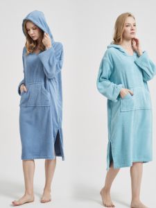 Hotel Beauty Salon Household Pure Cotton Towels Hooded Bathrobe Female Shower Men Bath Skirt Absorbent Bathrobe Beach Bath Towel