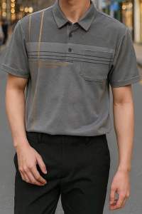 Áo thun polo sọc nhuyễn
