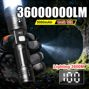 Super XHP120 Powerful Led Flashlight High Power Zoom Torch Long Range Torch Light Rechargeable Flashlight TYPE-C Camping Lamp
