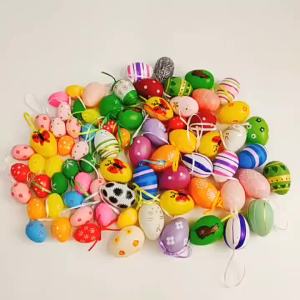 24Pcs Plastic Easter Eggs Hanging Ornament Easter Tree Basket Colorful Eggs Decoration Happy Easter Party Kids Gift Home Decor