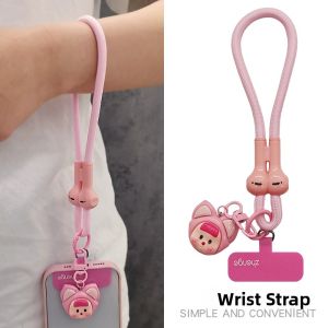 Cute Pendulum Hand Cord Woven Outdoor Climbing Anti-Loss Phone Case Strap Short Womens Wristlet Travel Outing Mobile Phone Holder