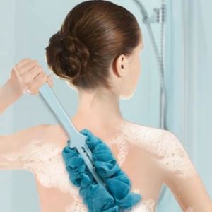 Cây bông tắm kì cọ lưng lưới PE cao cấp cán dài tạo bọt tẩy da chết tiện lợi