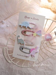 Dearannie Kids Hair Accessories Cute Flash Cloth Dinosaur Stars Organza Bows BB Clip Baby Side Clip Bang Clip