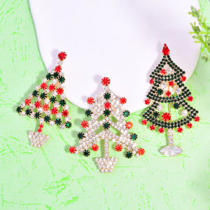 เทศกาลวันหยุดอินเทรนด์เข็มกลัดแก้วหลายสี Rhinestones ต้นคริสต์มาสพร้อมหมุดคริสต์มาสหินสีสันสดใส