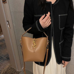 Trendy Womens Bucket Bag Luxury Handbag Summer 2026 New Style Single Shoulder Crossbody Bag Soft PU Leather Casual Leisure