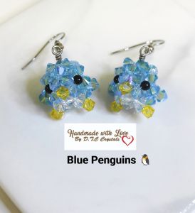 [D.T.C Crystals] Handmade Swarovski Penguins Earrings - Blue