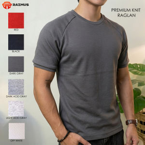 Mens Athletic Fit Premium Raglan Tee Breathable Textured Knit Fabric Shirt