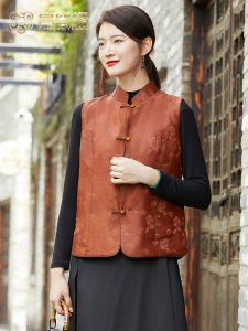 Double-Sided Wearable Heavyweight Silk Xiangyun Cotton Vest Red Cloud Silk Short Womens Jacket Original Design Single Button