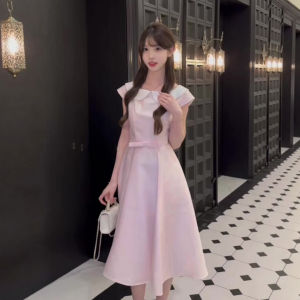 CHANGTONG | French Style Elegant Waist Cinching A-line Dress