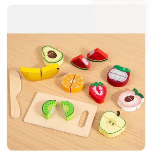 Montessori Pretend Play House Series Cut Fruit Desserts Wooden Simulation Kitchen Toy Children Cut Vegetables Educational Toys
