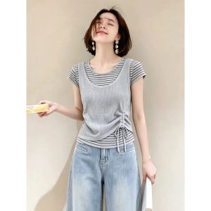 Loowmane | Áo Thun Hai Mảnh Thiết Kế Ảo Giả Vạch U-Neck