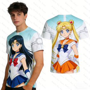 Bandai | Sailor moon Hatsune Miku Anime Graphic T Shirt Summer Mens Shirts Women Y2k t-shirts Casual Trend Kids Short Sleeve Couple Tops